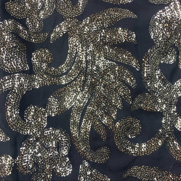 MIAMI Black & Gold Sequin Baroque Pattern Mini Skirt - Picture 4 of 11